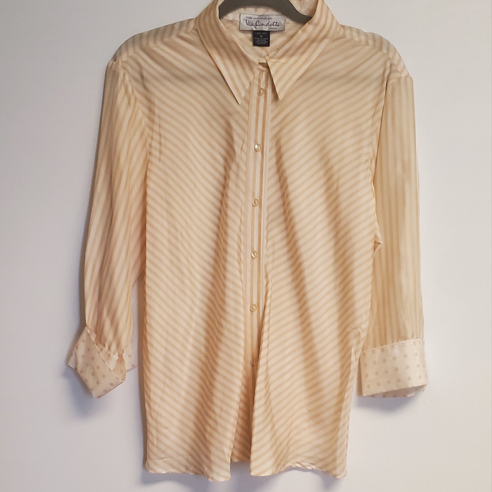 Via Condotti 109% Silk Stripe Blouse L/XL